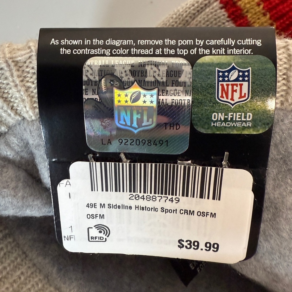 2024 NFL Historic On Field San Francisco 49ers New Era Knit Beanie Hat OSFM - Picture 4 of 4